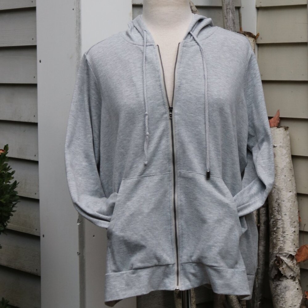 Cyrus Plus Size Light Grey Hooded Full Zip Sweatshirt Sz 1X